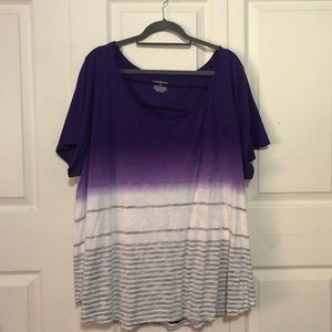 Purple Scoop neck pocket T-shirt